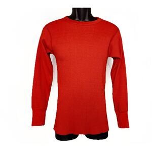 VTG BVD Thermal Base Undershirt Medium 38-40 Red Long Sleeve Waffle Cotton Blend
